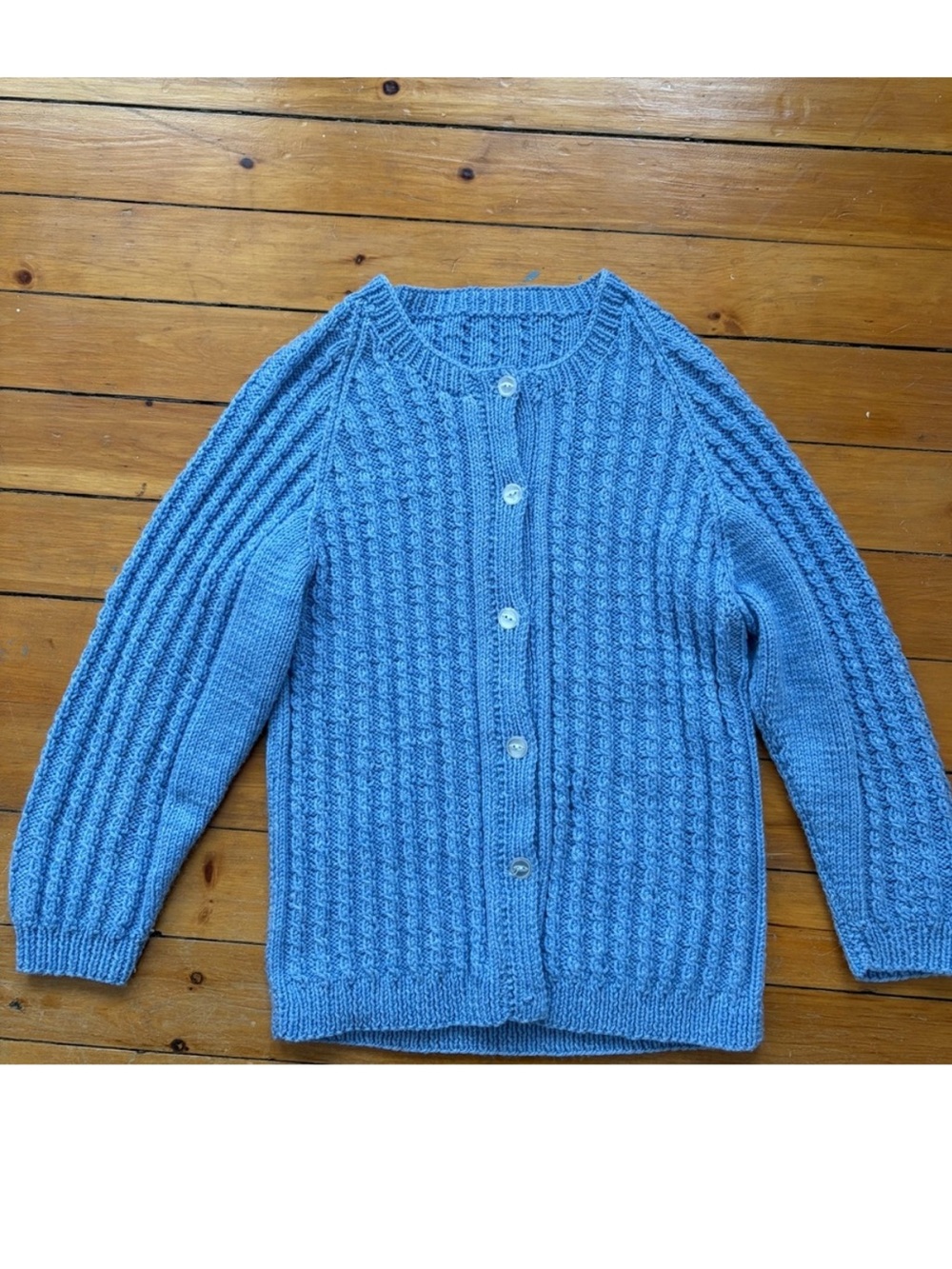 Light Blue Cable Knit Button-Up Sweater Cardigan - Women
